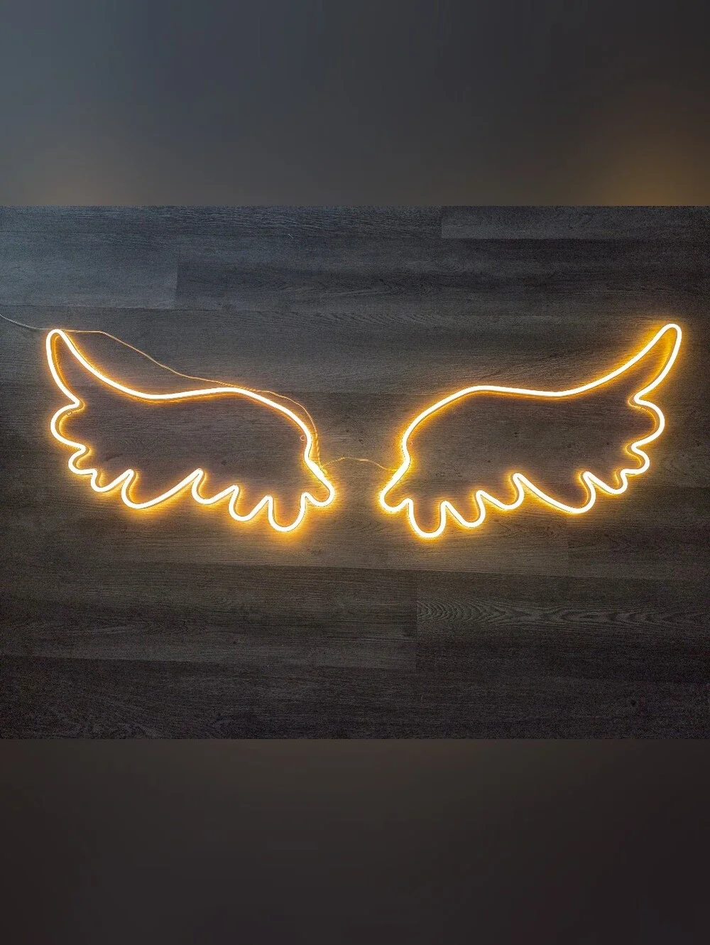 Neon Angel Wings Light - Warm White Glow